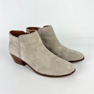 Sam Edelman Womens Petty Putty Beige Suede Leather Zip Ankle Bootie size 8.5